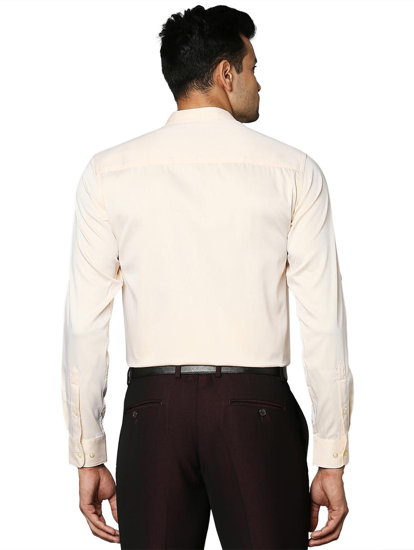beige solid formal shirt - 18026538 - Standard Image - 2