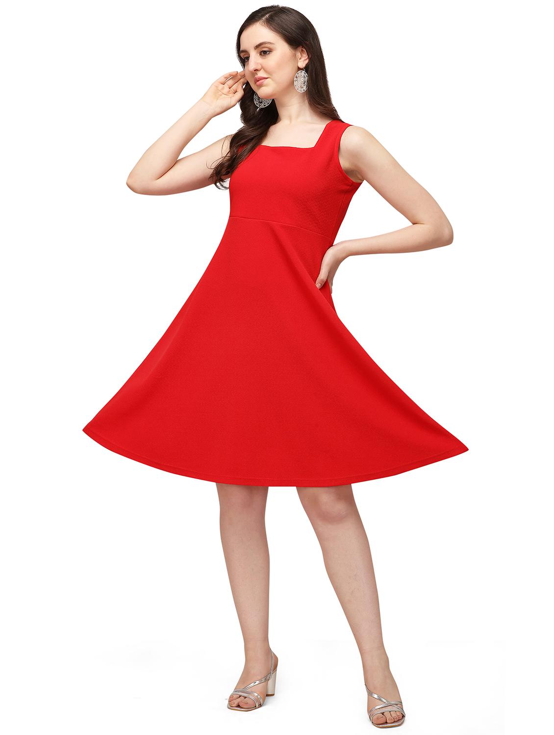 square neck a-line dress - 18026711 - Standard Image - 2