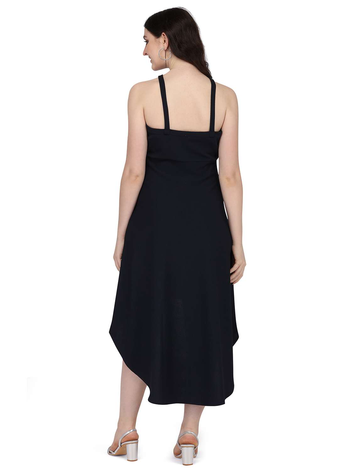 x-line neck solid high low dress - 18026718 - Standard Image - 2