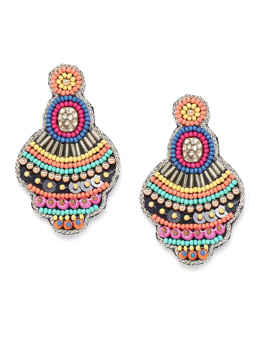  multicolored beaded contemporary drop earrings