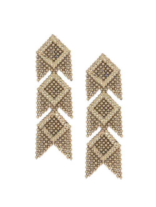 antique gold-plated beaded geometric drop earrings - 18026822 - Standard Image - 0