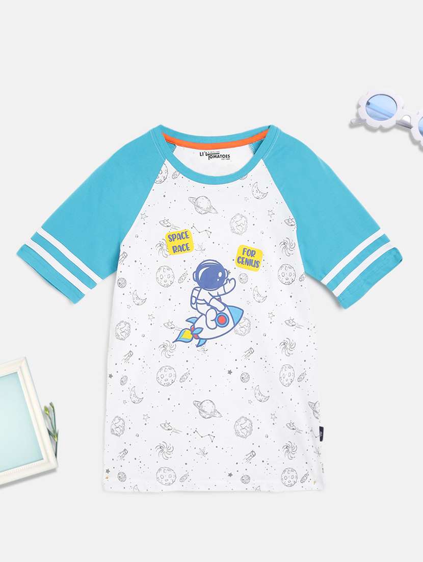 blue printed  t-shirt