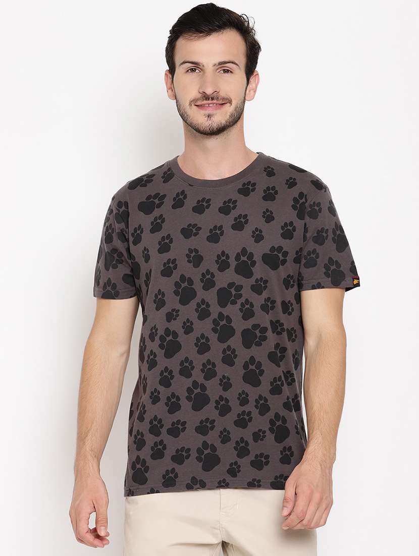 grey all over print t-shirt