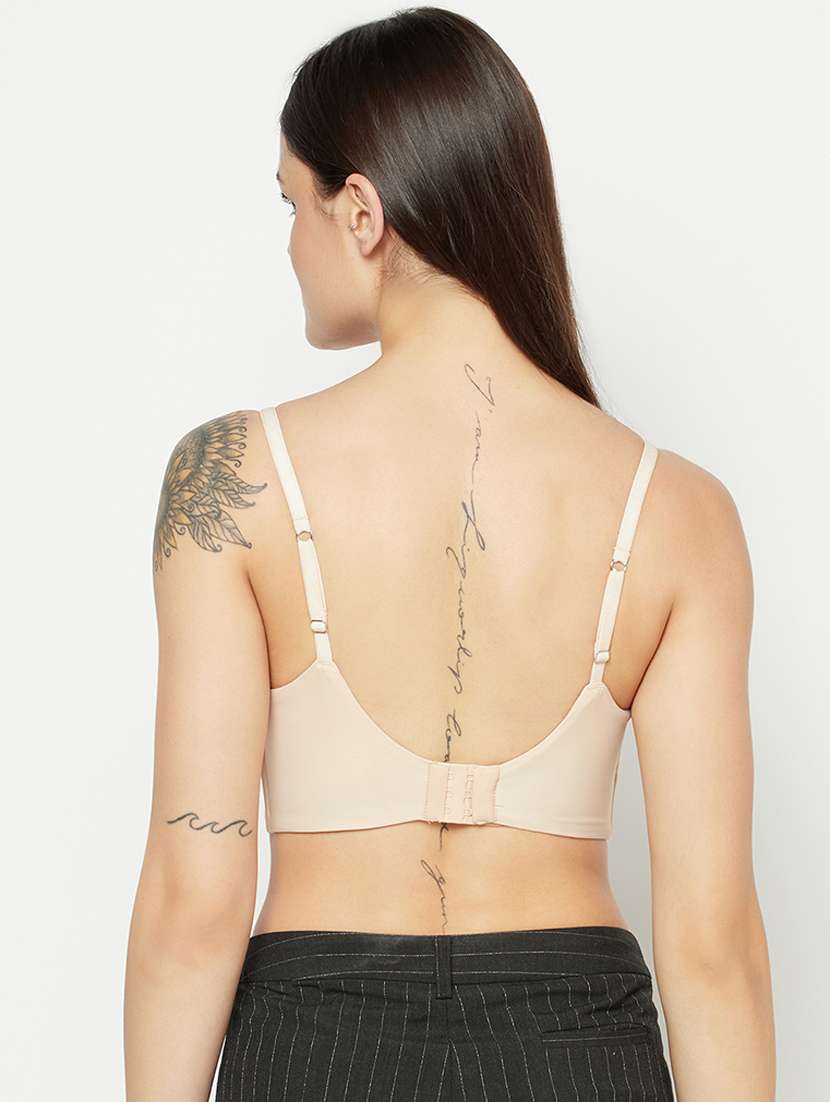 beige solid bralette bra - 18028465 -  Standard Image - 2
