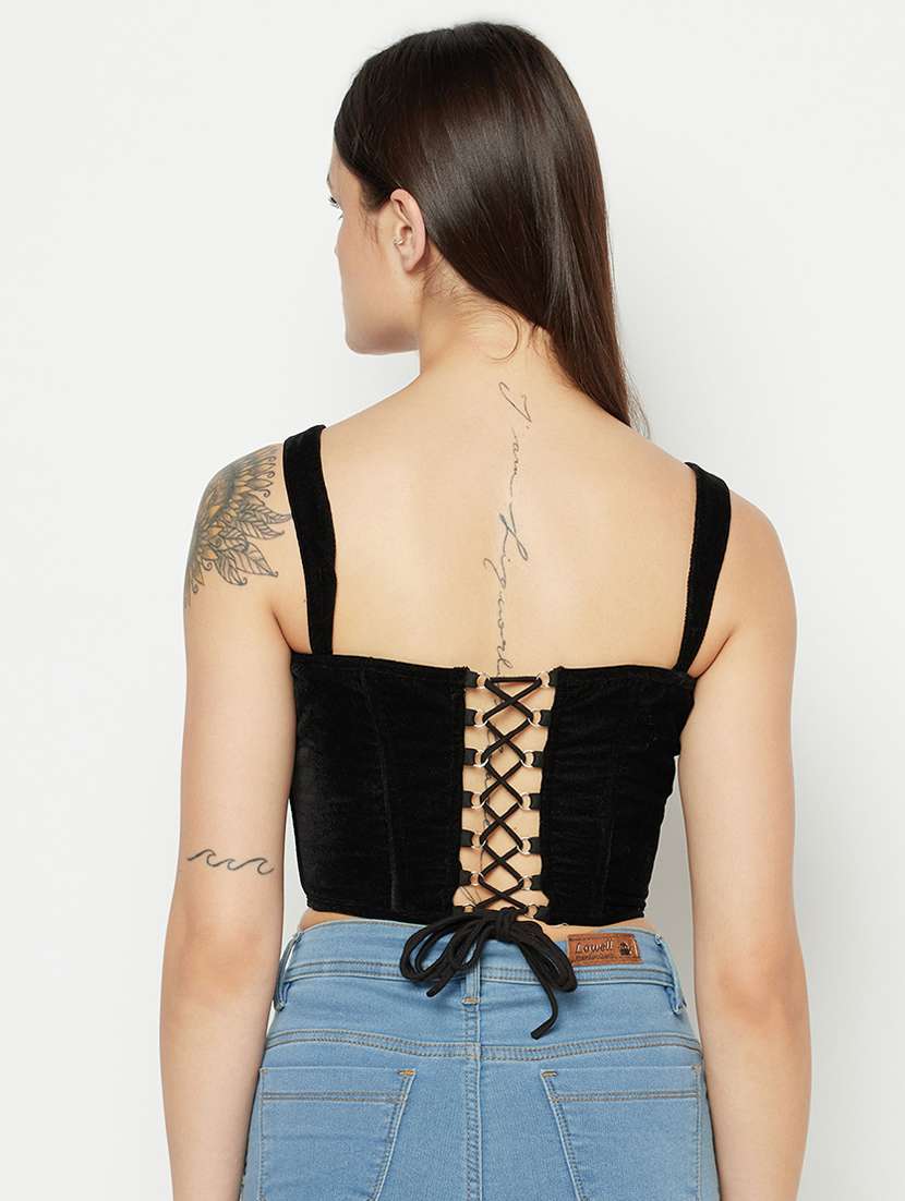 black solid corset bra - 18028483 -  Standard Image - 2