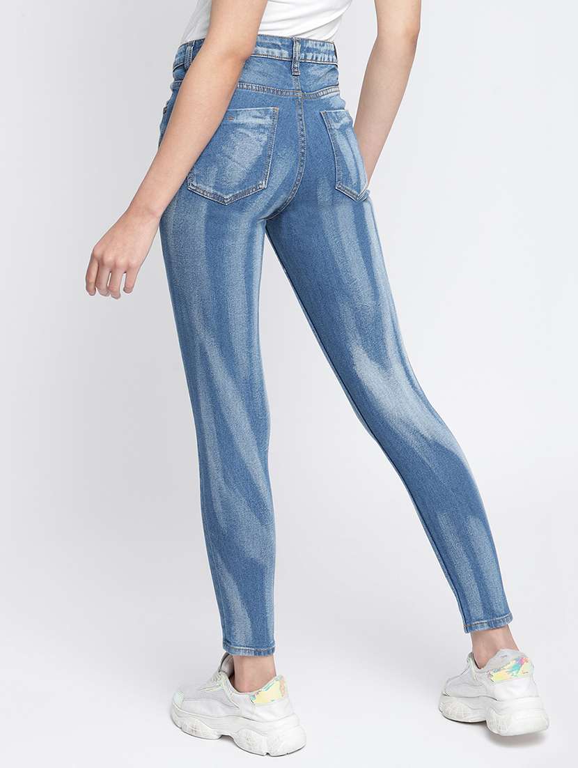 women's laser print slim fit jeans - 18029118 -  Standard Image - 2