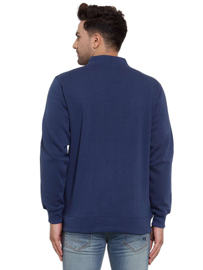 dark blue cotton front print sweatshirt - 18029356 - Standard Image - 2
