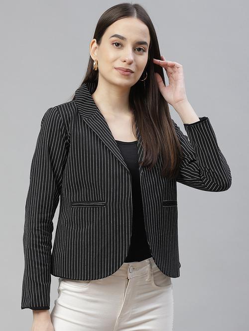 lapel neck striped formal blazer - 18029738 - Standard Image - 0