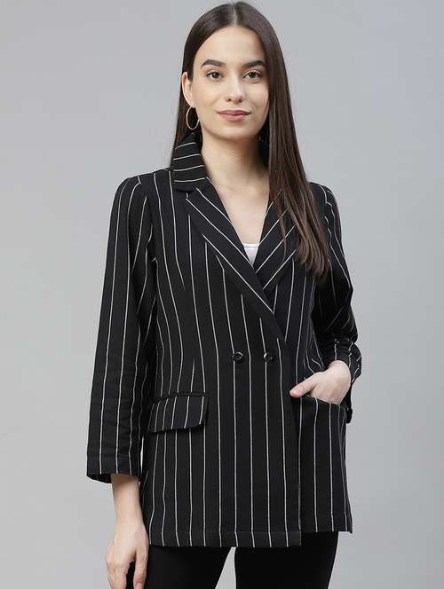 lapel neck striped formal blazer - 18029744 - Standard Image - 0