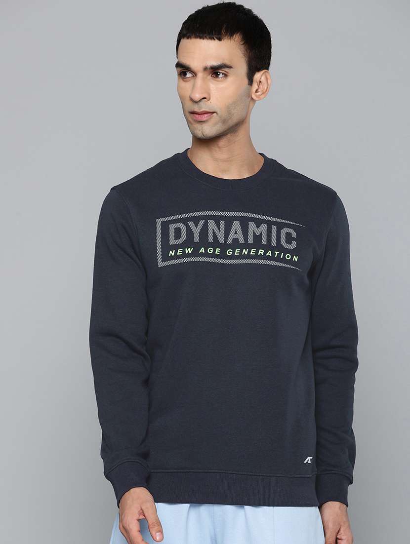 navy blue printed sweatshirt