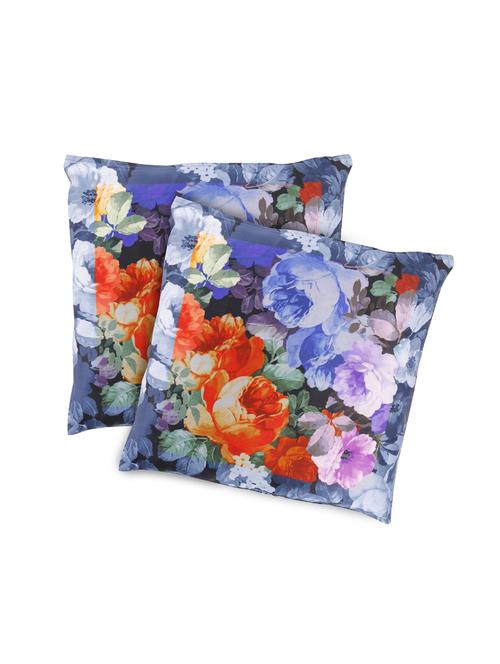 floral printed recycle polyster decorative 1 piece pillow/cushion cover blue color (16x16) inches - 18030128 -  Standard Image - 0