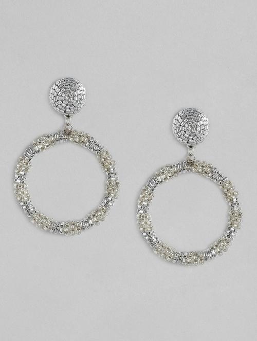 silver metal drop earring - 18030189 - Standard Image - 0
