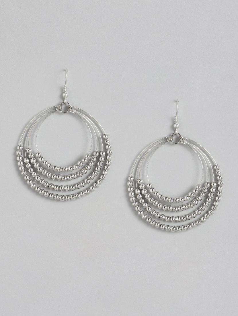 silver metal drop earring - 18030217 -  Zoom Image - 0