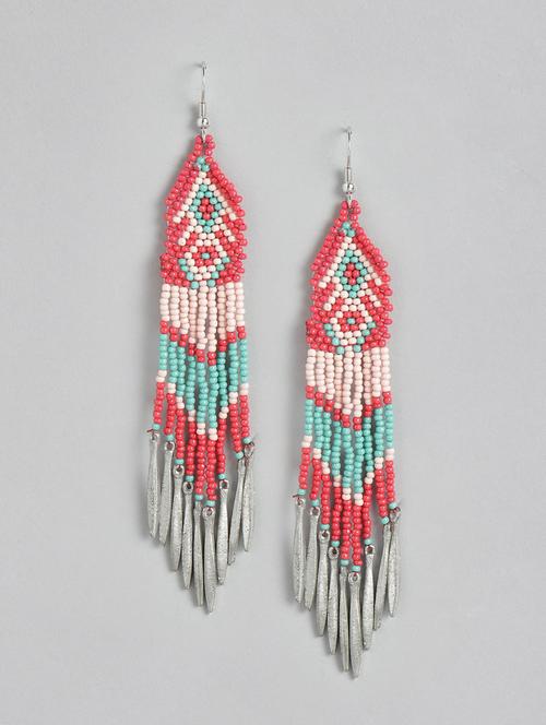 pink metal drop earring - 18030232 -  Standard Image - 0
