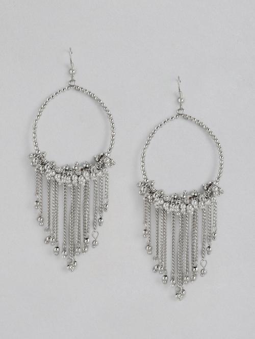 silver metal drop earring - 18030236 - Standard Image - 0