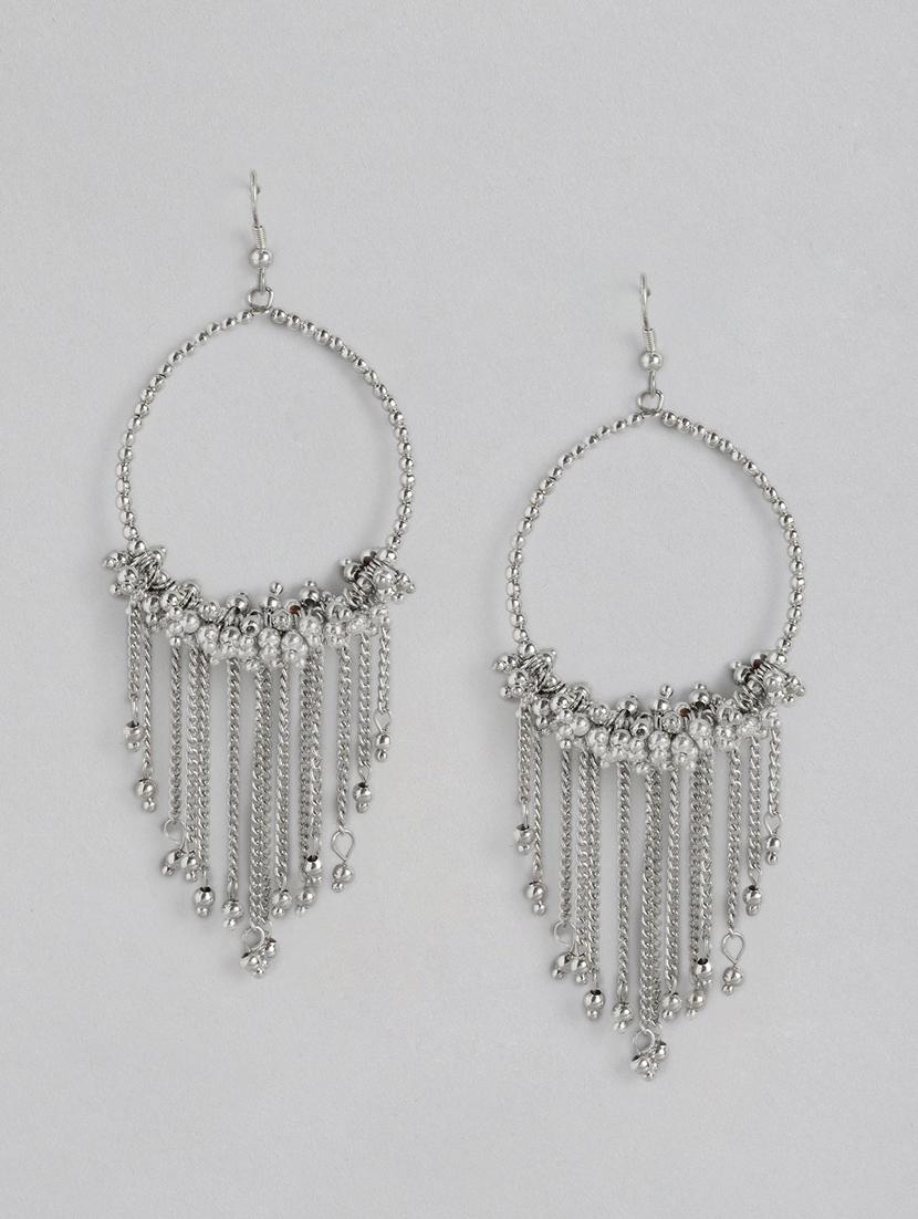 silver metal drop earring - 18030236 - Zoom Image - 0