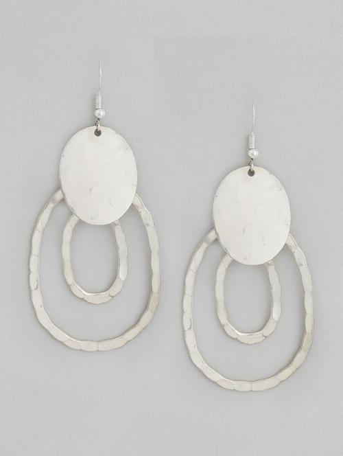 silver metal drop earring - 18030237 - Standard Image - 0