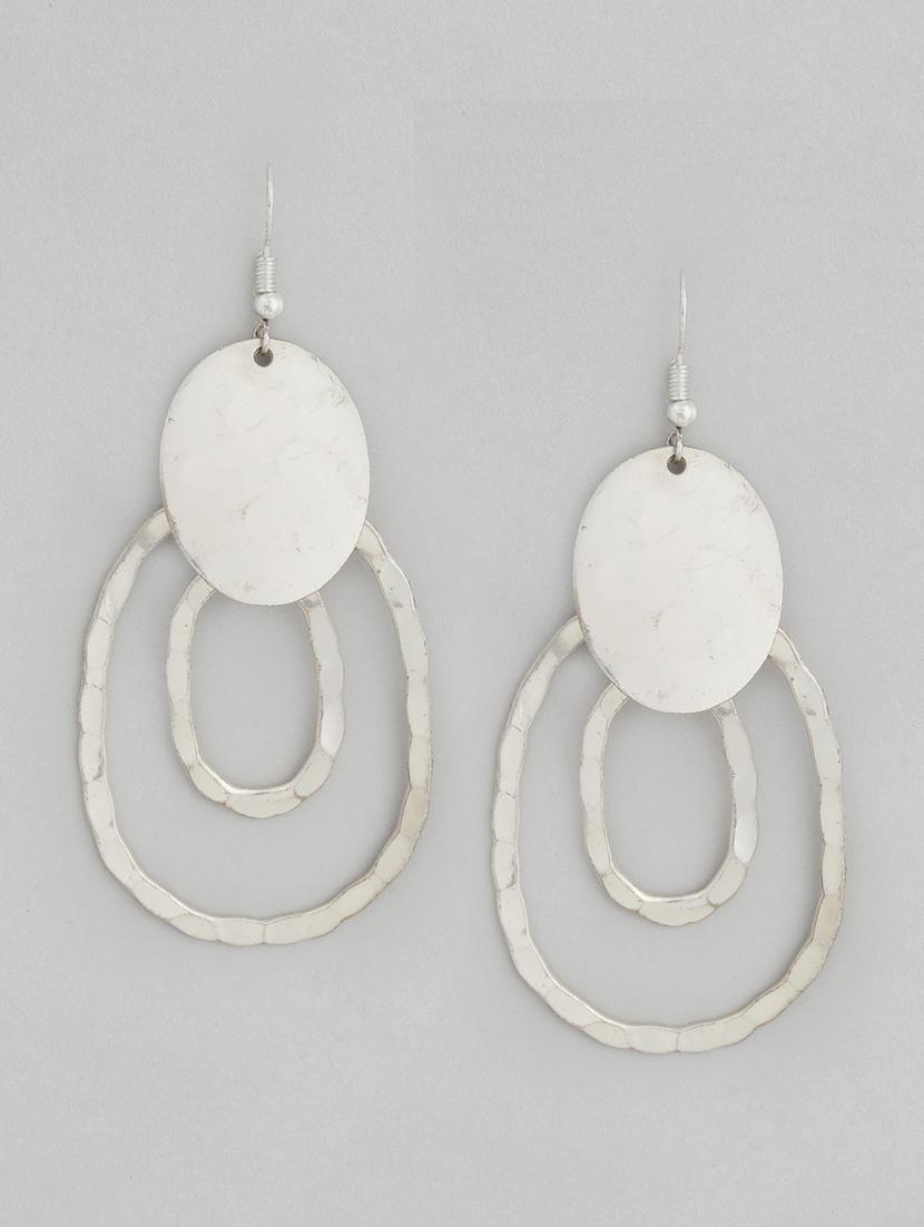 silver metal drop earring - 18030237 - Zoom Image - 0