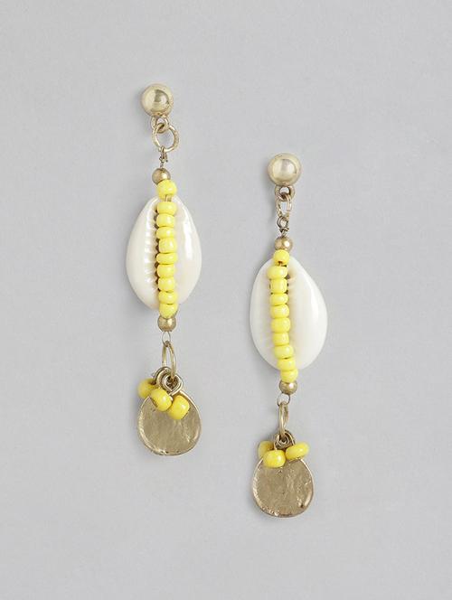 yellow metal drop earring - 18030239 - Standard Image - 0