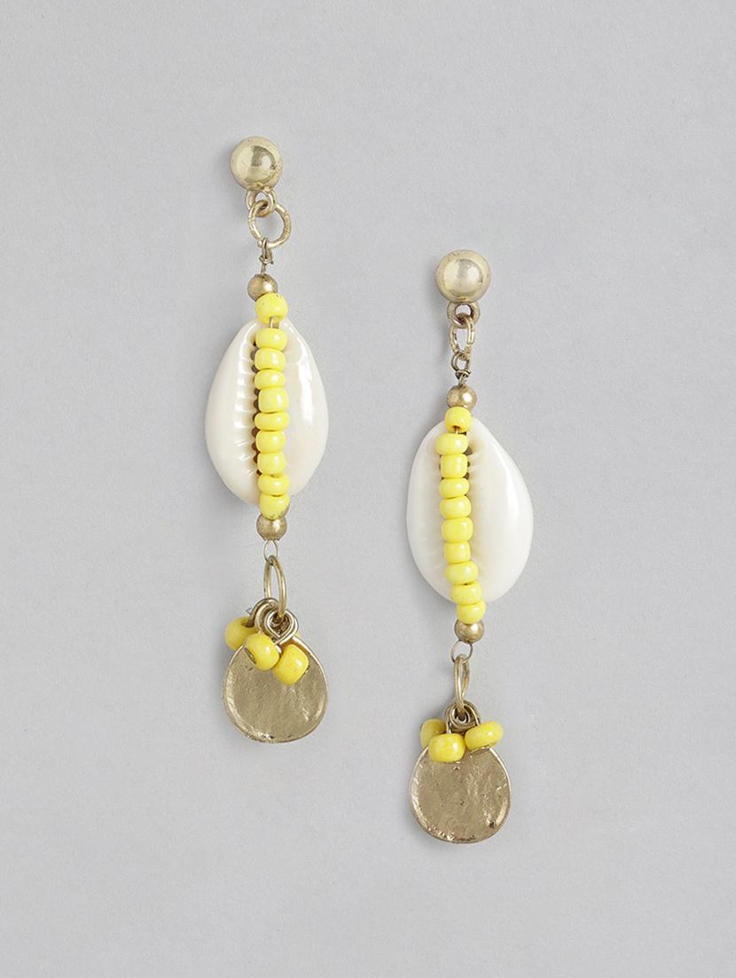 yellow metal drop earring - 18030239 - Zoom Image - 0