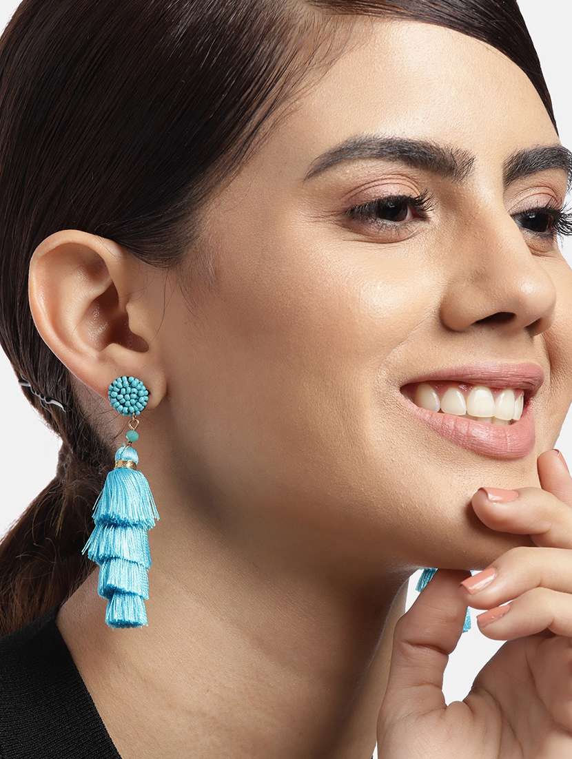 turquoise blue contemporary drop earrings - 18030240 - Standard Image - 2