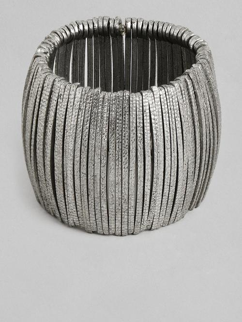 silver-toned & black geometric drop earrings - 18030253 -  Standard Image - 0