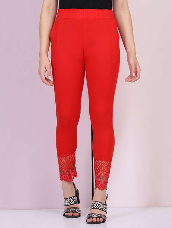mid rise laced hem legging