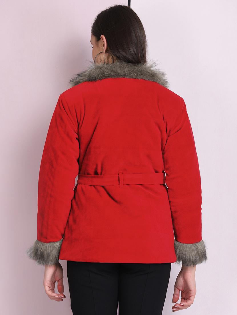 shirt collar solid fur jacket - 18030414 - Standard Image - 2