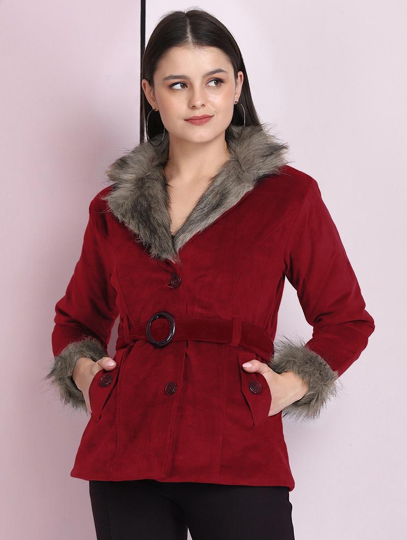shirt collar solid fur jacket - 18030416 - Zoom Image - 0