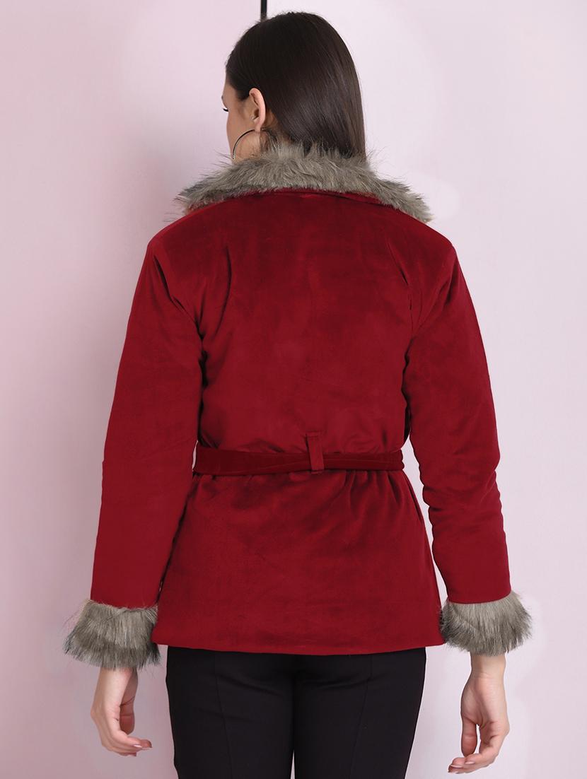 shirt collar solid fur jacket - 18030416 - Standard Image - 2