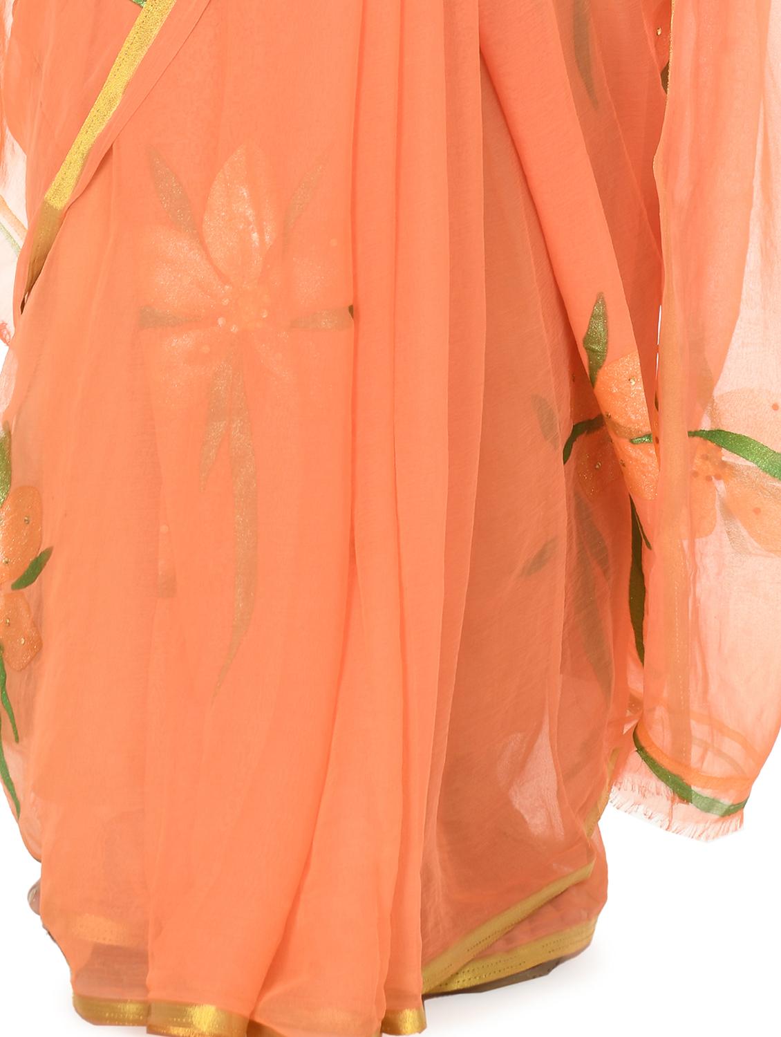 floral printed saree with blouse - 18030839 - Standard Image - 2