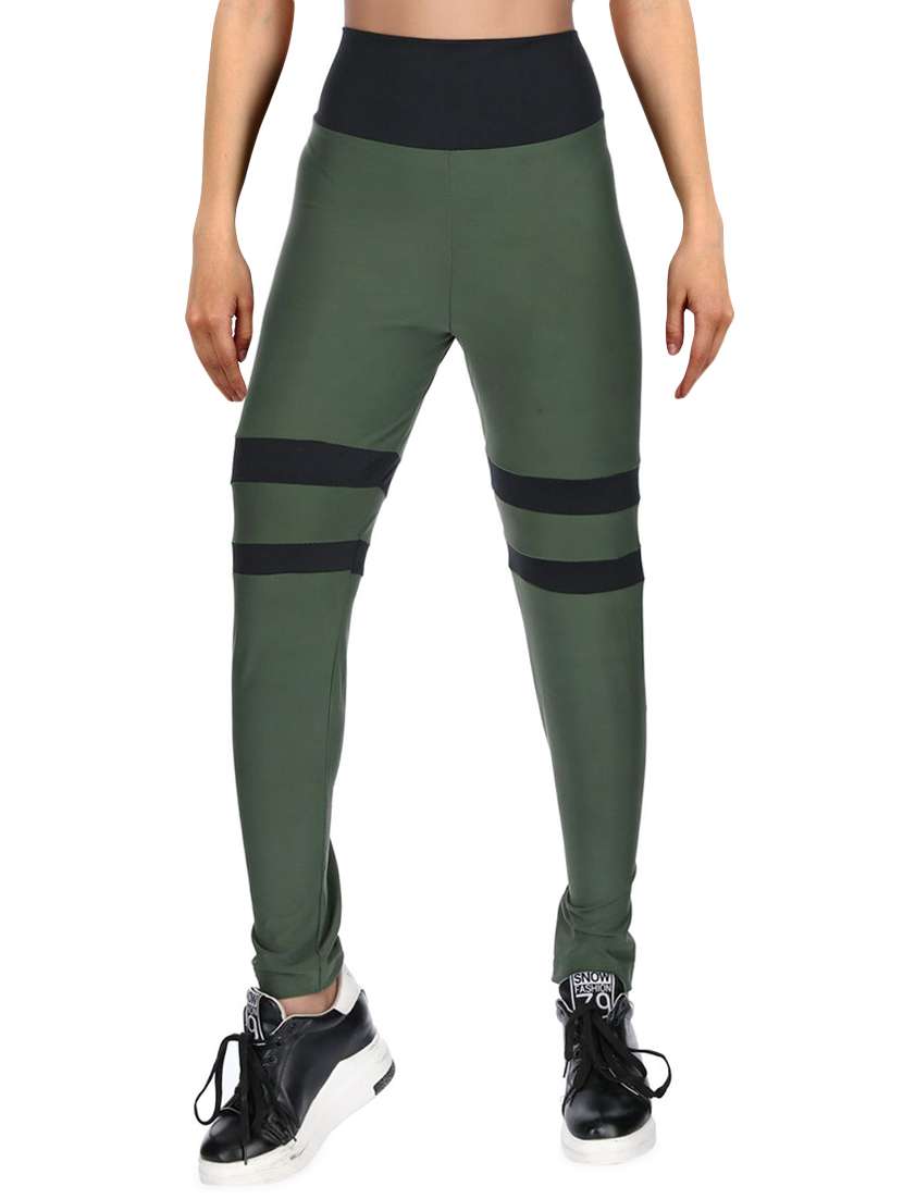green color block legging