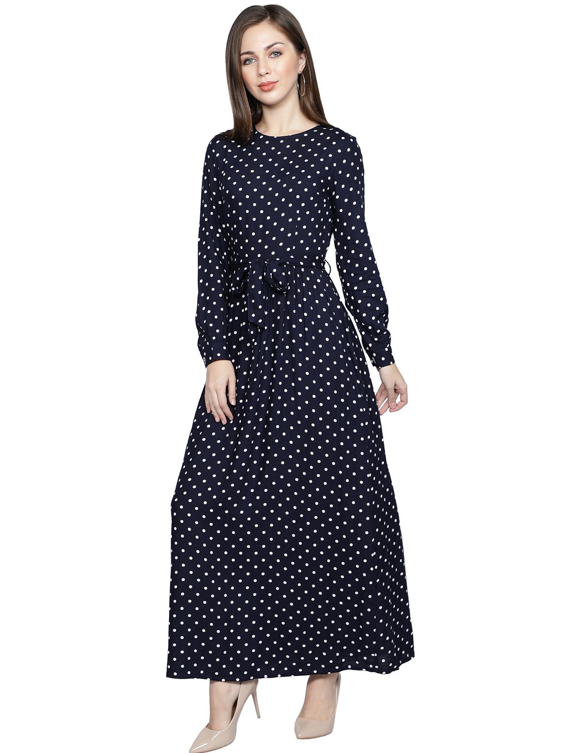 crew neck polka print maxi dress - 18031434 - Standard Image - 2