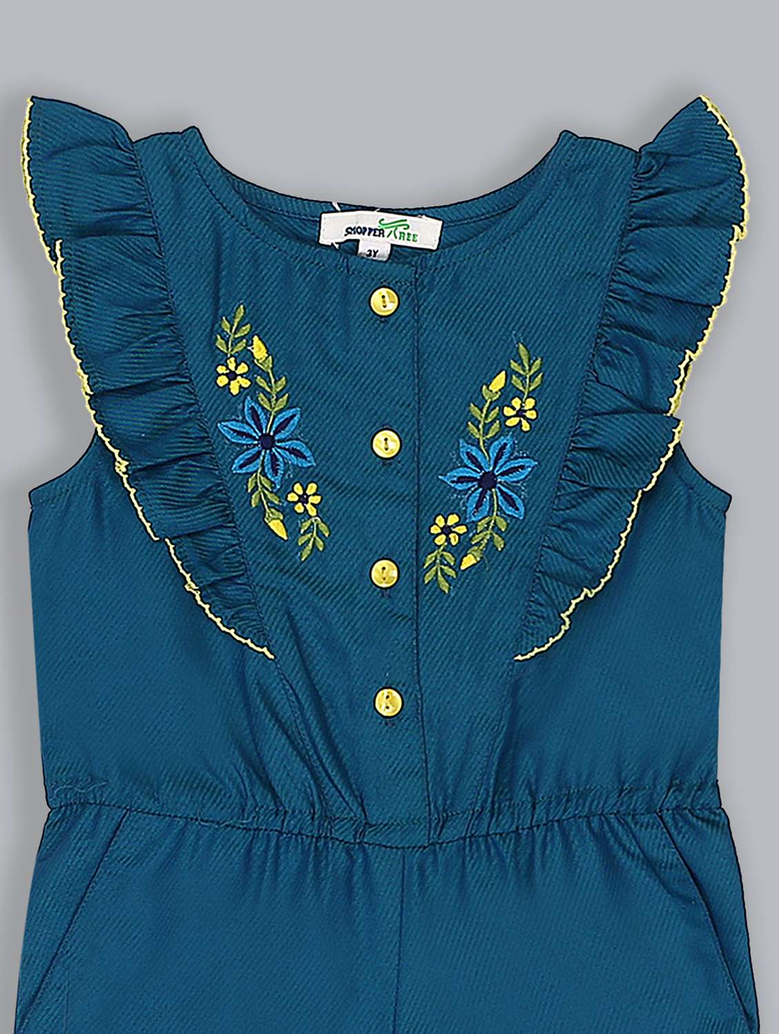 green embroidered detail jumpsuit - 18031596 - Standard Image - 2