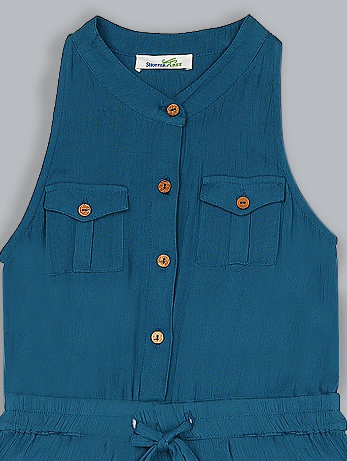teal blue solid jumpsuit - 18031599 - Standard Image - 2