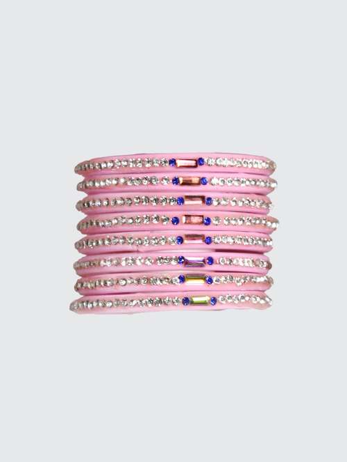 handmade glass pink bangles set of 8 - 18031715 - Standard Image - 0