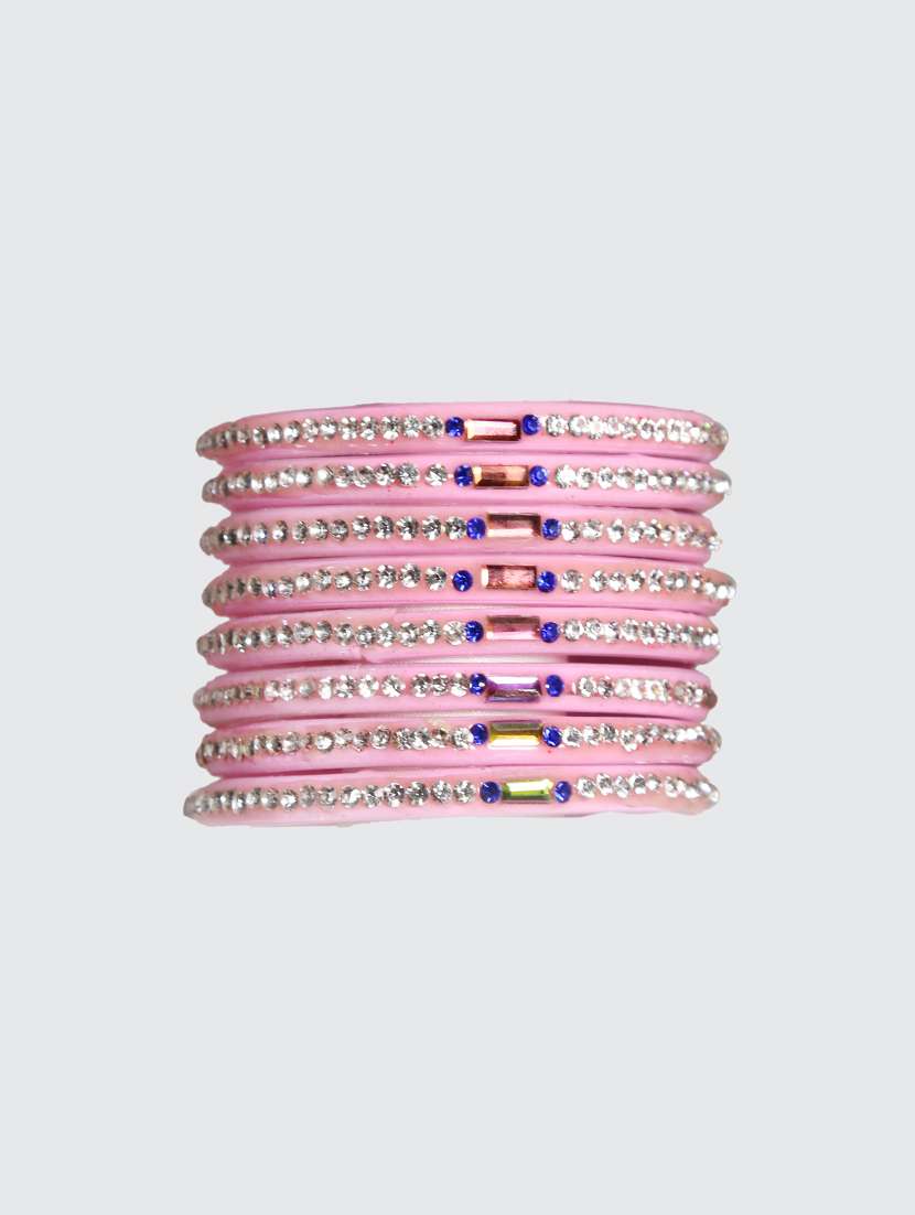 handmade glass pink bangles set of 8 - 18031715 - Zoom Image - 0