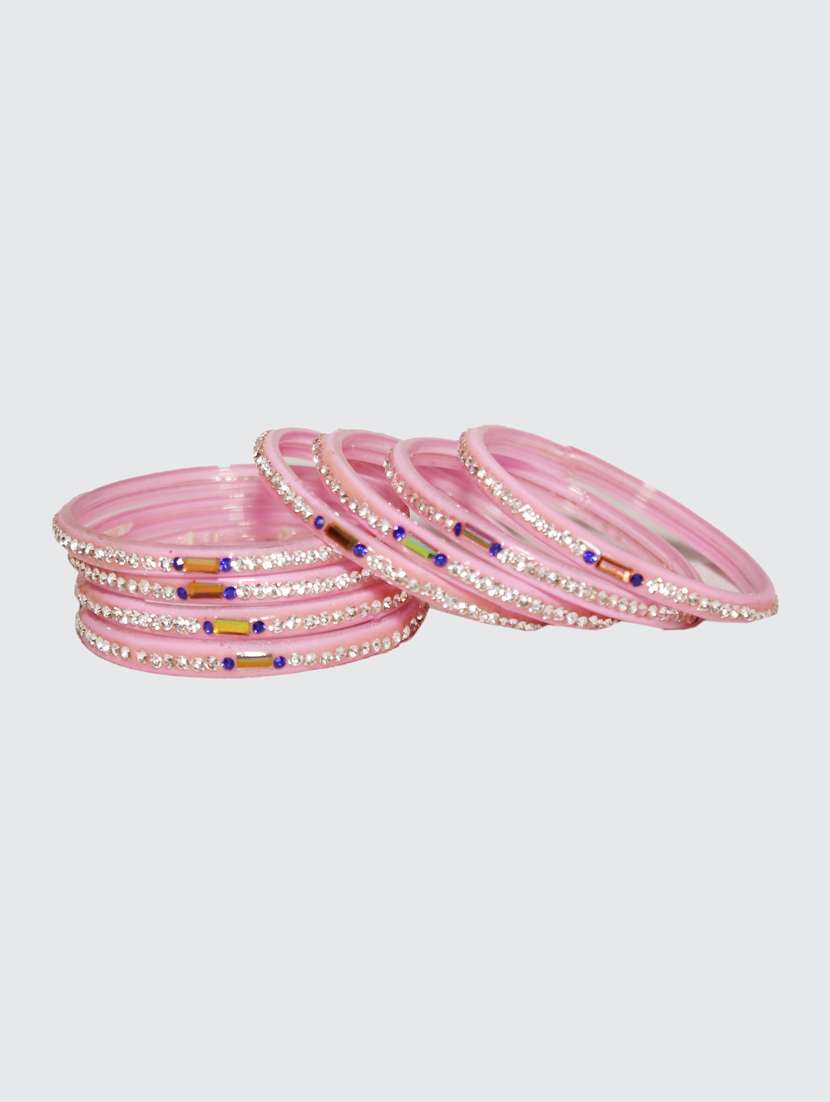 handmade glass pink bangles set of 8 - 18031715 - Standard Image - 2