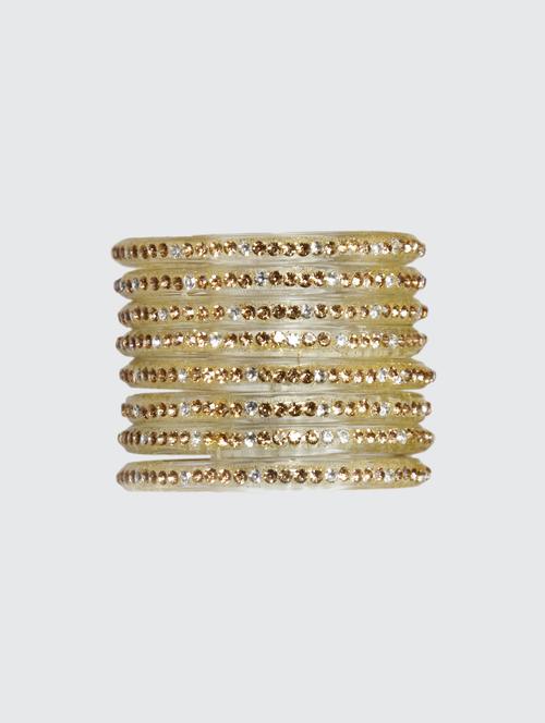 handmade glass white bangles set of 8 - 18031716 - Standard Image - 0