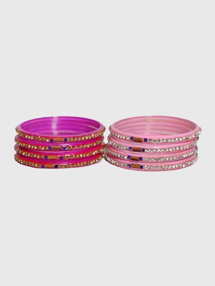 handmade glass pink and pitch bangles set of 8 - 18031723 - Standard Image - 2