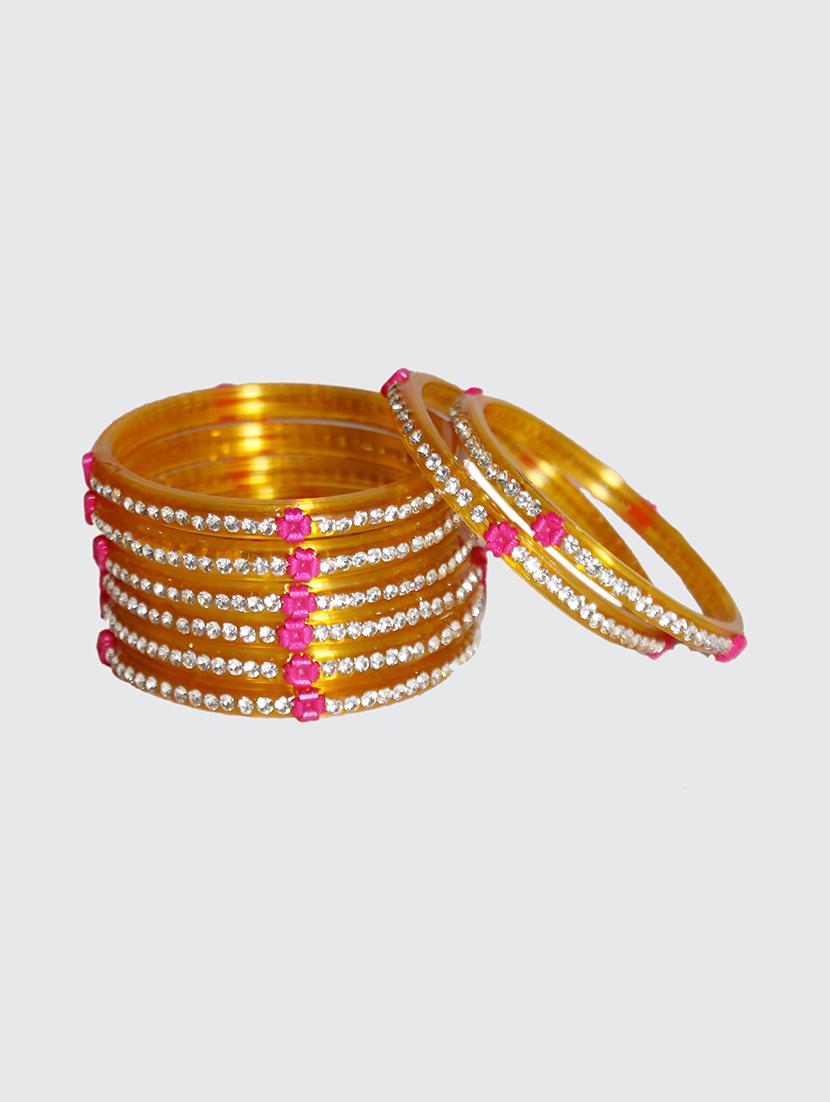 handmade golden glass flower bangles set of 8 - 18031728 - Standard Image - 2