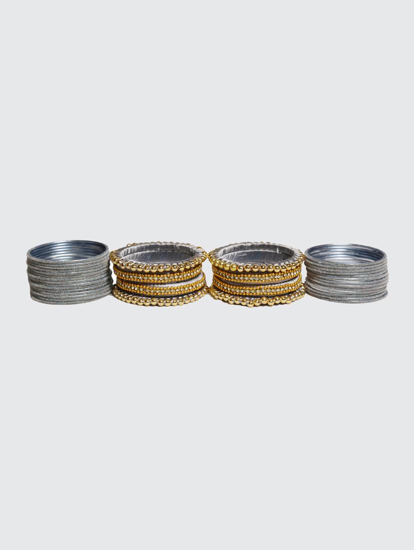 handmade silk thread grey bangles set of 32 - 18031756 - Standard Image - 2
