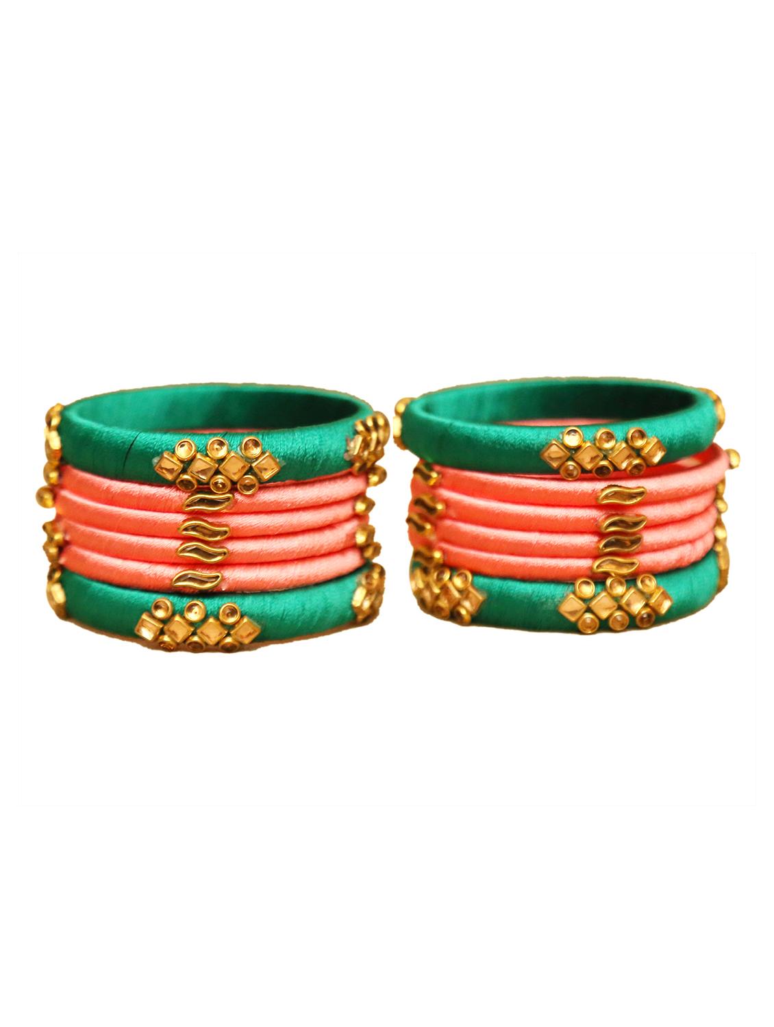 handmade silk thread multi colored bangles set of 12 - 18031788 - Standard Image - 2