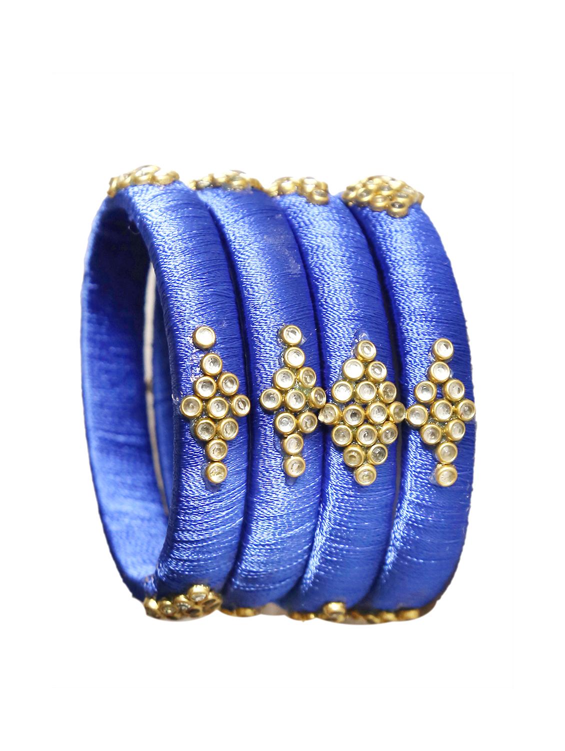 handmade silk thread blue set of 4 - 18031804 - Standard Image - 2