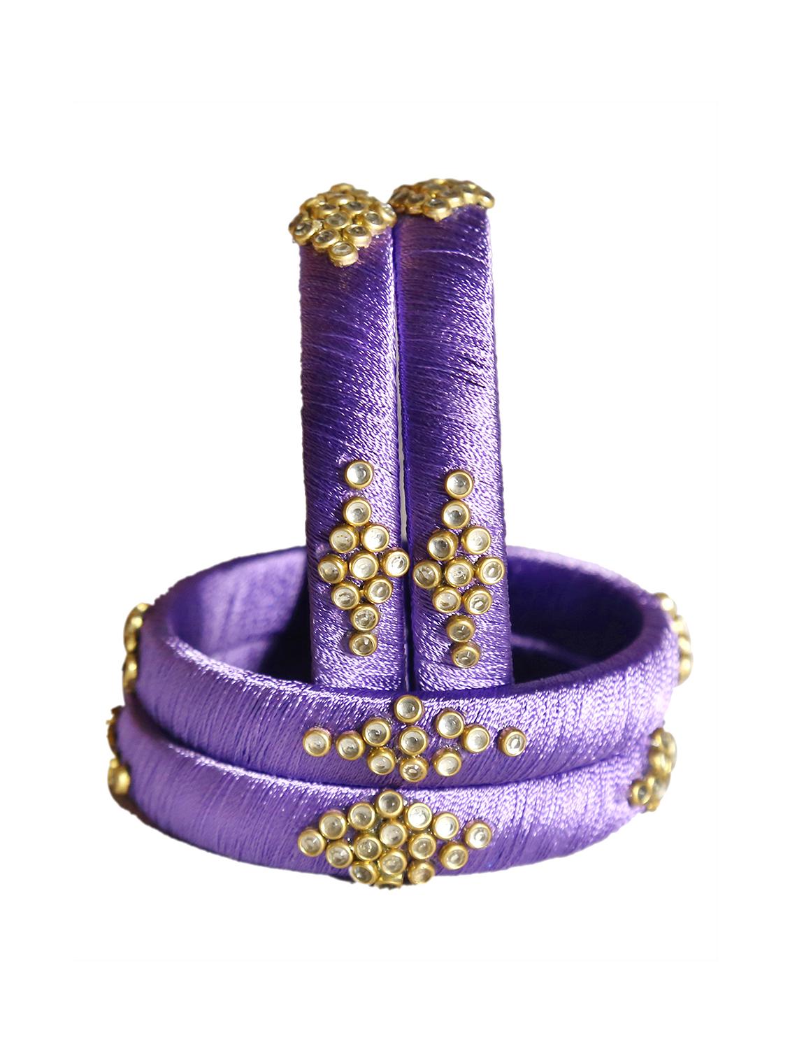 handmade silk thread purple set of 4 - 18031806 - Standard Image - 2