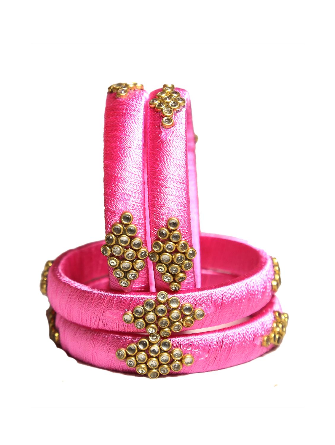 handmade silk thread pink set of 4 - 18031810 - Standard Image - 2