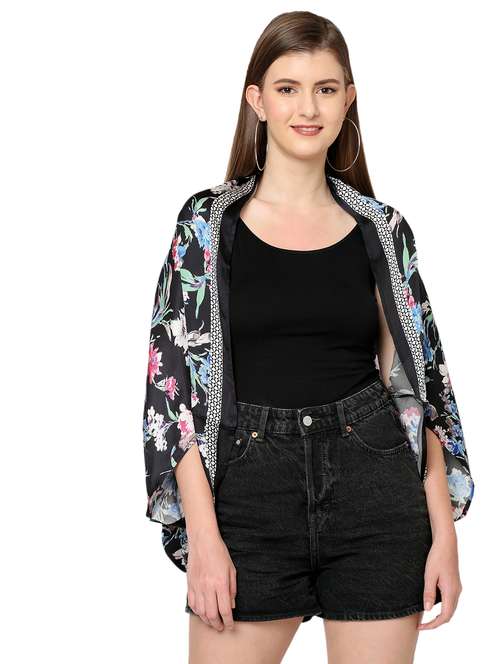 women floral printed kimono sleeves shrug - 18032164 - Standard Image - 0