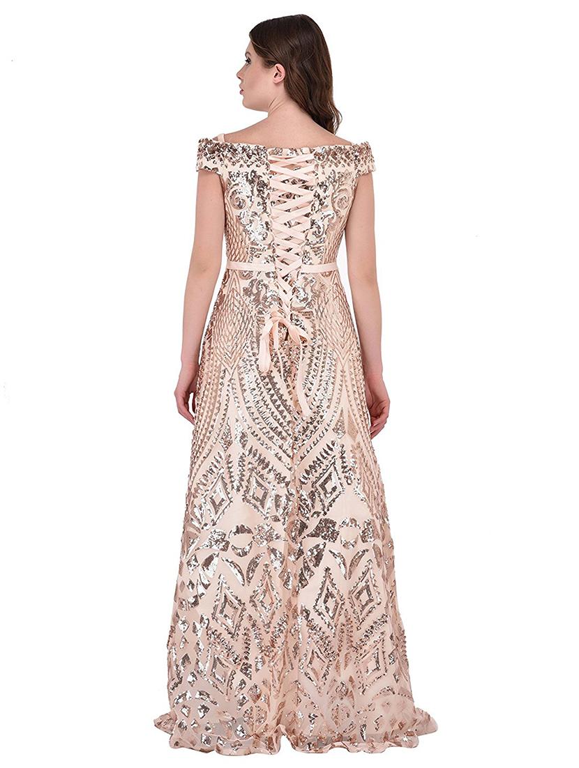 off shoulder embellished gown dress - 18033028 - Standard Image - 2