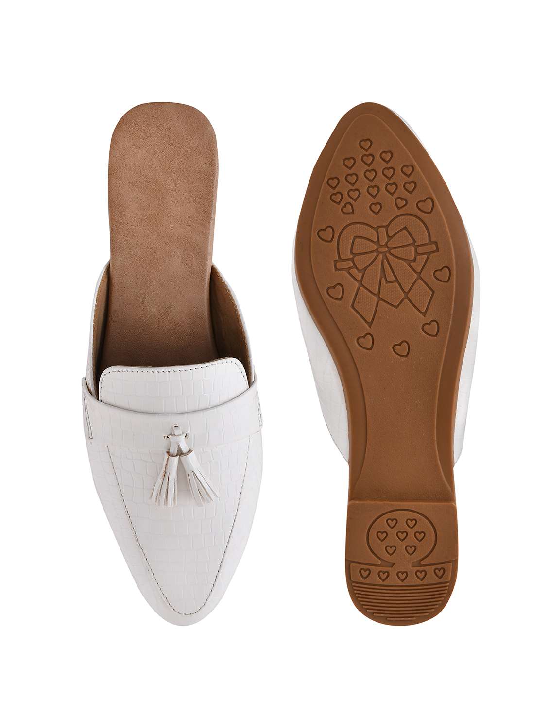 white synthetic slip on ballerina - 18033175 -  Standard Image - 2
