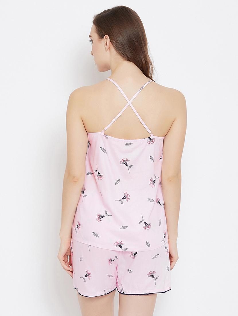 cami neck printed nightwear shorts set - 18035761 - Standard Image - 2
